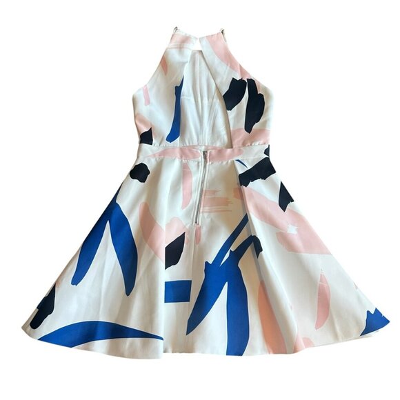 Elliatt Headway Abstract Print Scuba Skater Dress Mini Open Back Size Medium - Picture 9 of 15